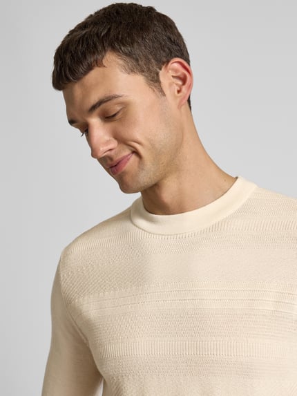 Selected Wollpullover mit Strukturmuster Modell 'TRAY' Sand 3