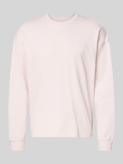 Produktfoto, Oversized Sweatshirt mit Logo-Stitching Modell 'Rusk' von Pegador in hellem Rosa, Reine Baumwolle, Oversized-Fit, Rückenlänge 61 cm bei Größe M