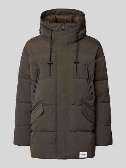 Produktfoto, Steppjacke mit Kapuze Modell 'ROLLO' von khujo in Oliv, Regular Fit, verdeckter Reißverschluss, Pattentaschen, glatte Struktur