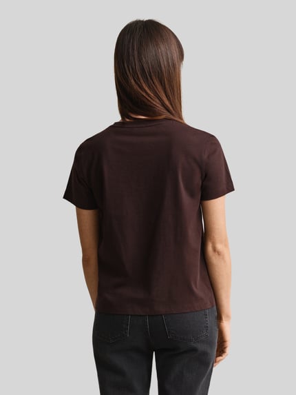 GANT Regular Fit T-Shirt aus reiner Baumwolle Dunkelbraun 5