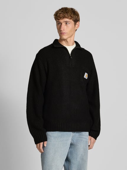 Carhartt Work In Progress Sweter z dzianiny ze stójką i zamkiem błyskawicznym Czarny 4