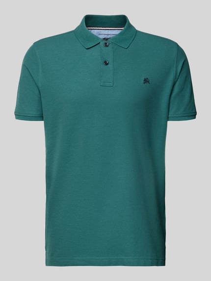 Produktfoto, Poloshirt mit Logo-Stitching Modell 'PERFORMANCE' von Lerros, Baumwoll-Mix in Grün, Regular Fit, glatte Oberfläche, kurze Knopfleiste