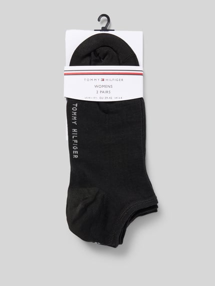 Tommy Hilfiger Sneakersokken met labelprint in een set van 2 paar Zwart - 3