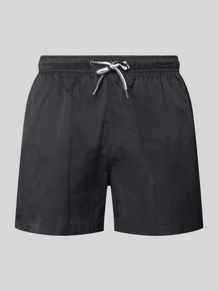 Produktfoto, Badehose mit elastischem Bund und Tunnelzug von MCNEAL in Schwarz, Baumwoll-Mix, Regular Fit, glatte Oberfläche