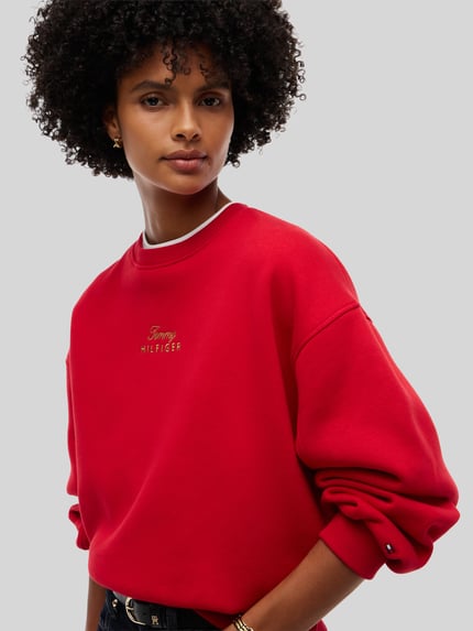 Tommy Hilfiger Sweatshirt mit Logo-Schriftzug Dunkelrot 3