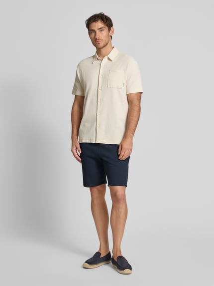 Casual Friday Korte broek met structuurmotief, model 'ULFO' Marineblauw - 1