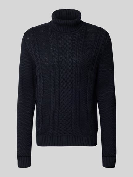 JACK & JONES Rollkragenpullover mit Zopfmuster Modell 'PAUL' Marine 2