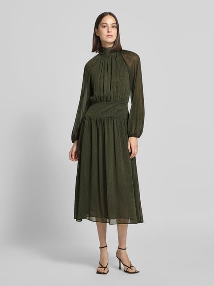 MANGO Midikleid mit Taillenpasse Modell 'POLKY' Khaki 4