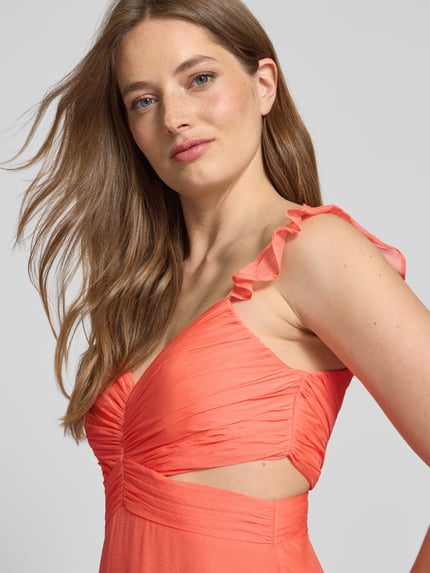 Jake*s Cocktail Abendkleid mit Rüschen und Cut Outs Orange 3