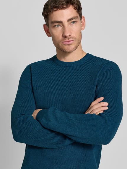 MCNEAL Gebreide pullover met ribboorden Petrol gemêleerd - 3