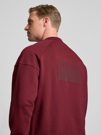 HUGO Regular Fit Sweatshirt aus reiner Baumwolle Modell 'DELASTCREW' Bordeaux 3