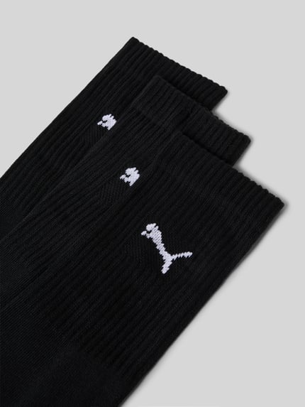 Produktfoto, Tennissokken met logo in set van 3 van PUMA, zwart katoenmix met stretch, nauwsluitend, logoprint, dames