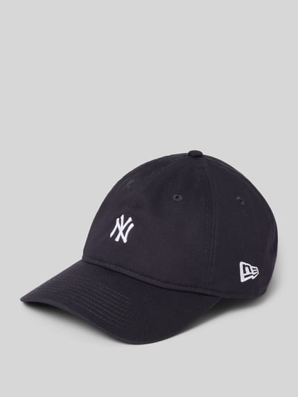 Produktfoto, Basecap met Label-Stitching van New Era, katoen, verstevigde klep, verstelbaar, zwart met witte stiksels, gestructureerde stof