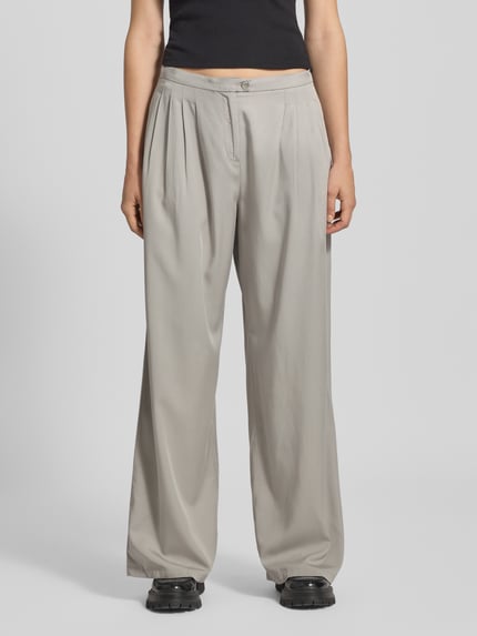REVIEW Broek van een mix van viscose en lyocell met wijde pijpen Lichtgrijs - 4