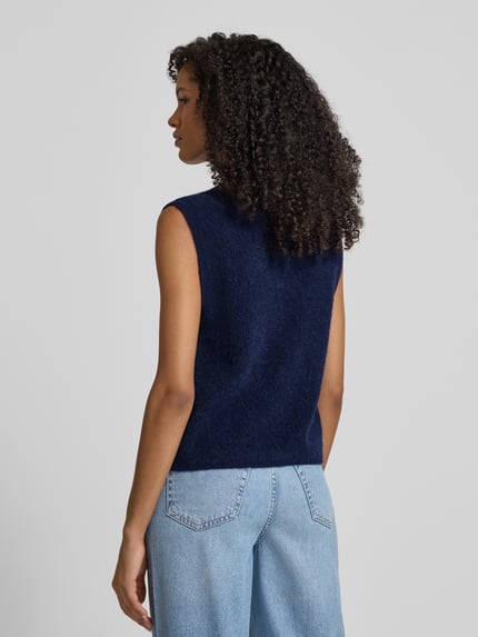 MOS MOSH mouwloos vest van Mix van wol en alpaca met Ronde hals Marineblauw - 5