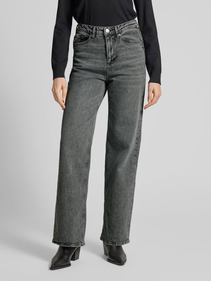 VERO MODA Jeansy z szeroką nogawką z mieszanki bawełny model ‘TESSA’ Średnioszary 4