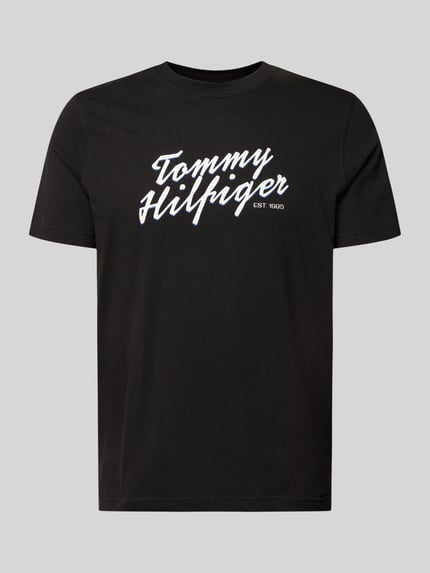 Produktfoto, Regular Fit T-shirt uit puur katoen van Tommy Hilfiger, look: effen, labelprint, ronde hals, korte mouw, jersey, heren