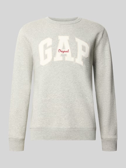 GAP Sweatshirt mit Logo Schriftzug Hellgrau Melange 1