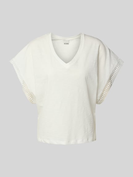 ICHI T-Shirt mit V-Ausschnitt Modell 'HOLYA' Offwhite 2