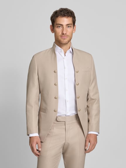 WILVORST Colbert met knoopsluiting en labelpatch Beige - 4