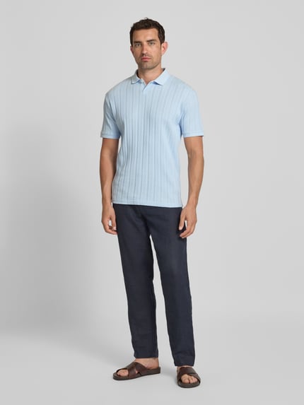 Selected Slim fit poloshirt met structuurmotief, model 'JADEN' Hemelsblauw - 1