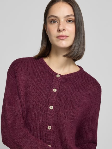 s.Oliver RED LABEL Cardigan aus Alpaka-Mix mit Rundhalsausschnitt Bordeaux 3