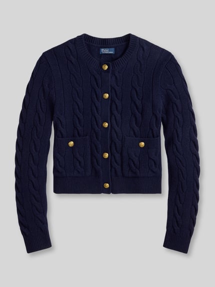 Polo Ralph Lauren Regular Fit Strickjacke aus Woll-Kaschmir-Mix mit Zierknöpfen Dunkelblau 2
