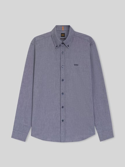Produktfoto, Regular Fit Freizeithemd aus Oxford-Baumwolle Modell 'RICKERT' von BOSS Orange in melierter Optik, lange Ärmel, Button-Down-Kragen, durchgehende Knopfleiste, reine Baumwolle