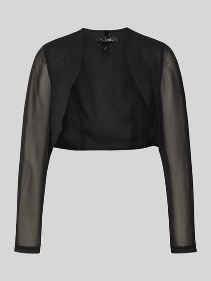 Produktfoto, Semitransparenter Bolero aus Chiffon von Swing, schwarz, leichte Textur, fließender Stoff, Rückenlänge 32 cm bei Größe 36