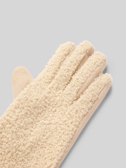 EEM Regular Fit Handschuhe mit Kunstfellbesatz Beige 3