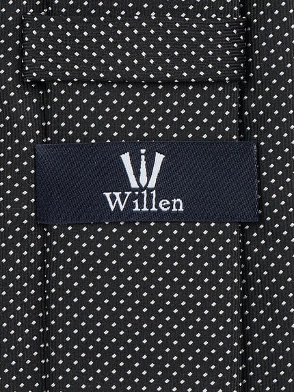 Produktfoto, Krawatte aus reiner Seide von Willen, klassisches Design mit feinem Punktmuster, dunkel, Detailaufnahme, Breite 150 cm.