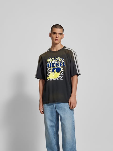 Diesel T-shirt z wyhaftowanym logo Czarny 4
