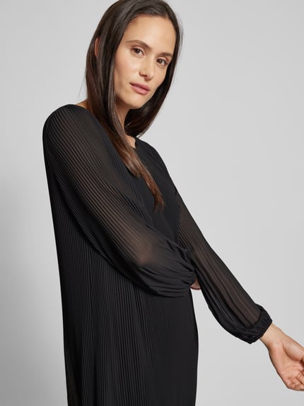 s.Oliver BLACK LABEL Soepele jurk met lange mouwen van geplooid chiffon Black - 3