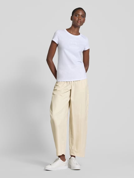 Armani Exchange Wide Leg Stoffhose aus reiner Baumwolle Sand 1