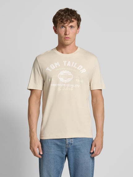 Tom Tailor Regular Fit T-Shirt aus reiner Baumwolle Sand 4