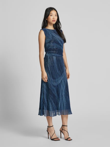 SWING Cocktailjurk met ronde hals Donkerblauw - 1