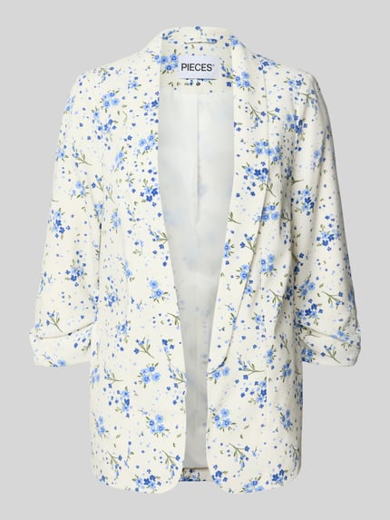 PIECES Regular Fit Longblazer mit Allover-Muster Modell 'BOSELLA' Weiss 2