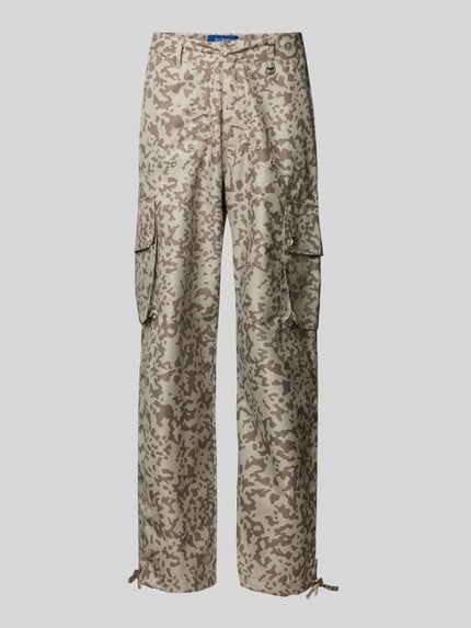 PEQUS Baggy Fit Cargohose mit Applikation Sand 2