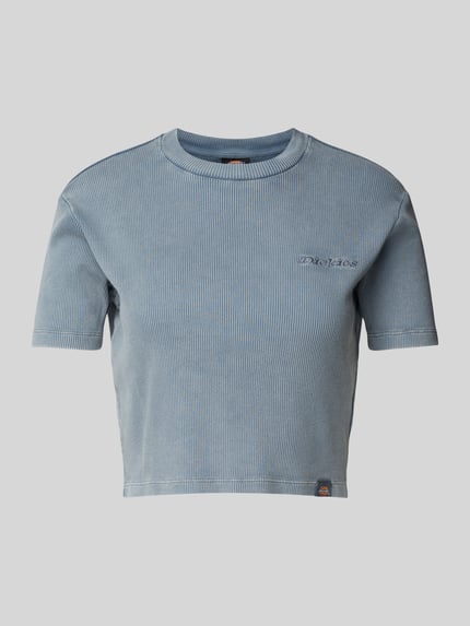 Dickies Cropped T-Shirt in Ripp-Optik Modell 'PLENTYWOOD' Blau 2
