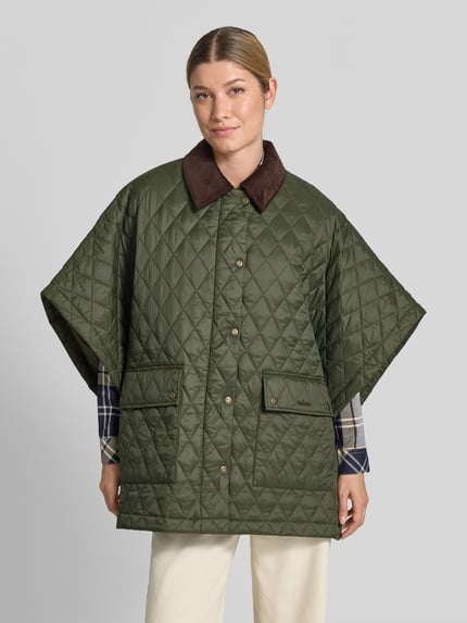 Barbour Oversized Poncho mit Umlegekragen Modell 'MILDRED QUILTED CAPE' Oliv 4