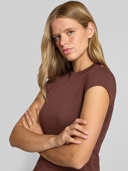Topshop T-Shirt mit Rundhalsausschnitt Modell 'EVERYDAY' Dunkelbraun 3