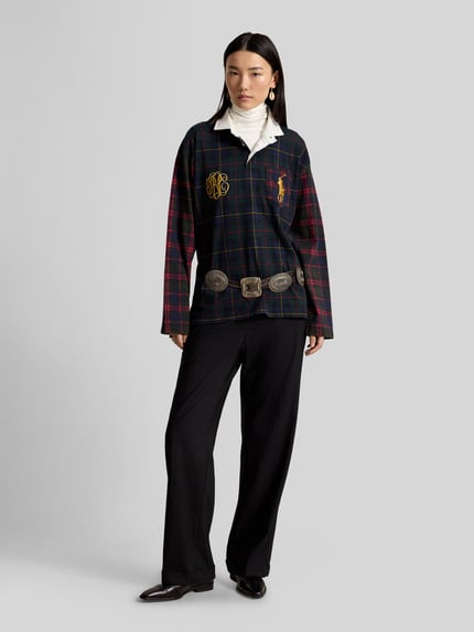 Polo Ralph Lauren Langarmshirt mit kontrastierendem Polokragen Dunkelgruen 1