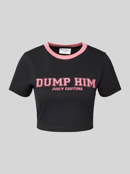 Juicy Couture T-shirt krótki z nadrukiem z napisem Czarny 2