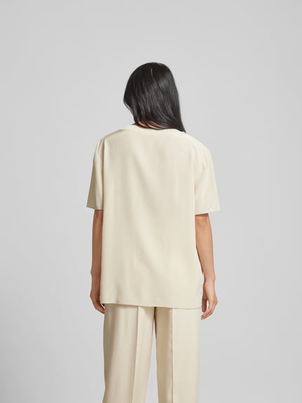 Joseph T-shirt met geribde ronde hals Ecru - 5