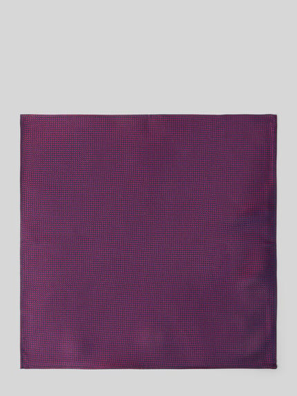 Produktfoto, Einstecktuch aus Seide mit Strukturmuster von Monti in quadratischer Form, rot-blauer Farbverlauf, Größe 27 x 27 cm.