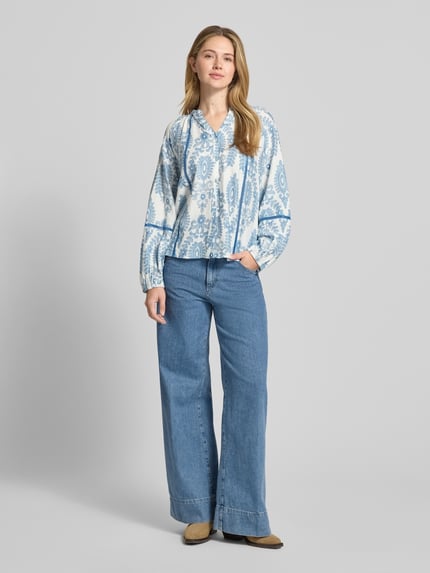 LOLLYS LAUNDRY Regular Fit Bluse aus Viskose-Mix Modell 'Vero' Blau 1