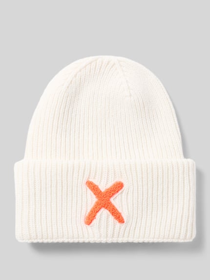 UNIO HAMBURG Mütze aus Schurwolle-Kaschmir-Mix mit Motiv-Stitching Offwhite 1