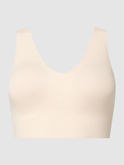 Productfoto, huidkleurig Bustier met stretch, V-hals, elastische band, gewatteerde uitneembare pads, model 'INVISIBLE SOFT' van Schiesser