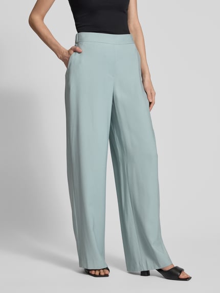 Jake*s Collection Stoffen broek van viscosemix met elastische band IJsblauw - 4