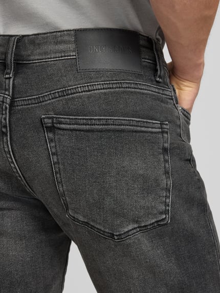 ONLY & SONS Regular Fit Jeansshorts aus Baumwoll-Mix Modell 'PLY' Black 3